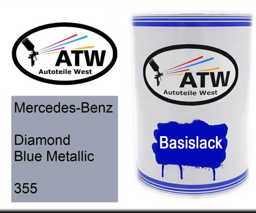 Mercedes-Benz, Diamond Blue Metallic, 355: 500ml Lackdose, von ATW Autoteile West.